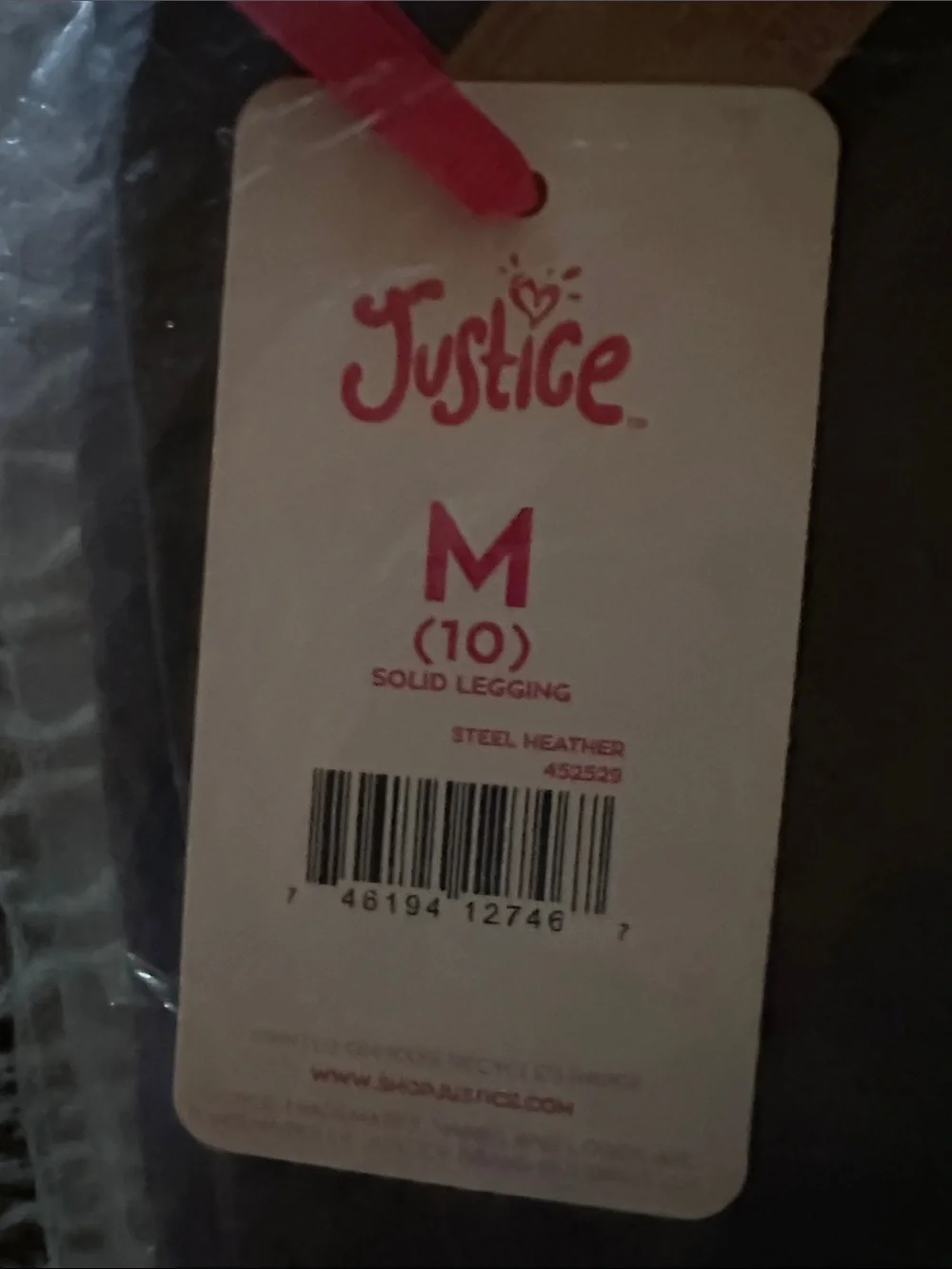 Justice Full-Length Girls' Leggings (2-Pack) steel heather/french navy NWT